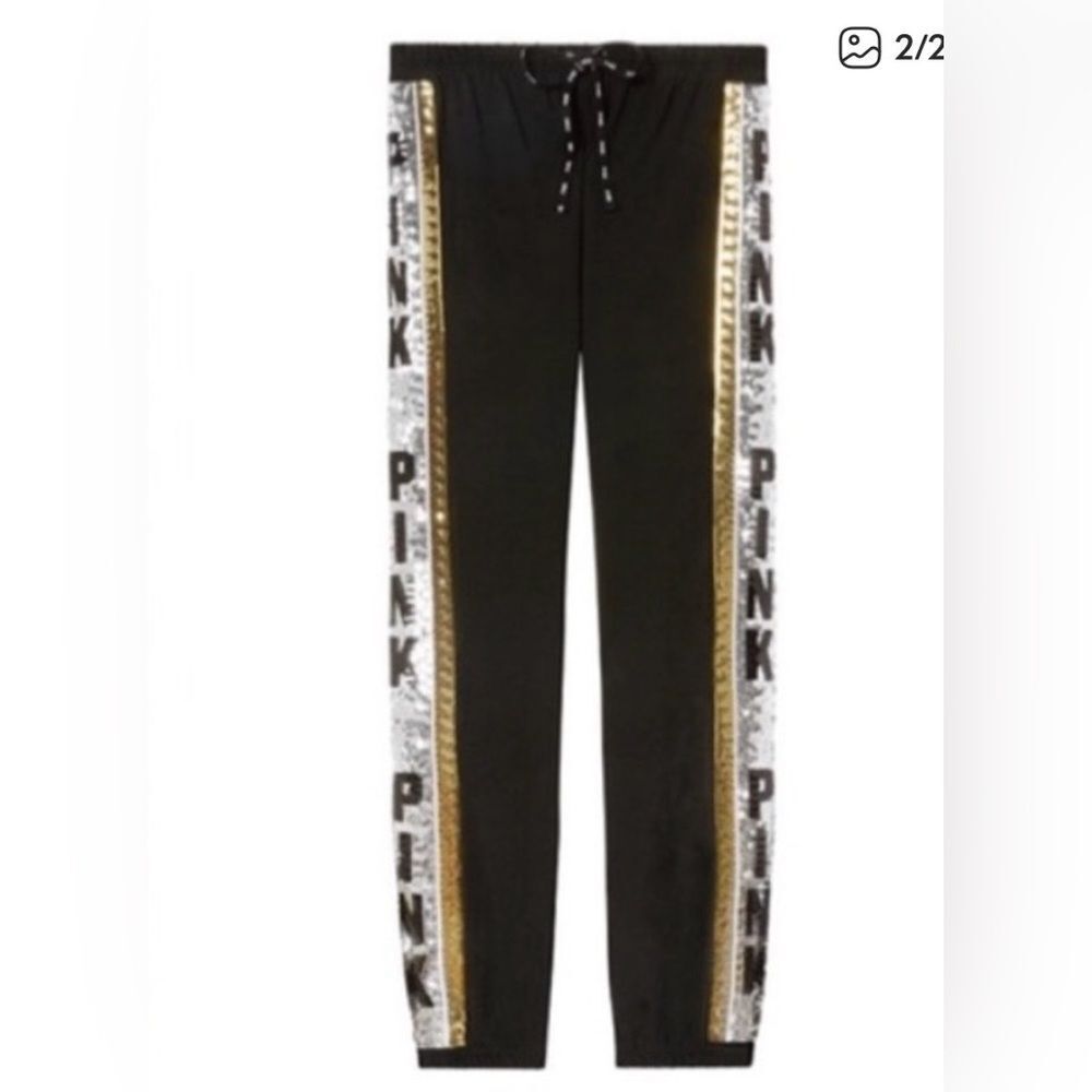 PINK VS GOLD BLING JOGGERS NWT S